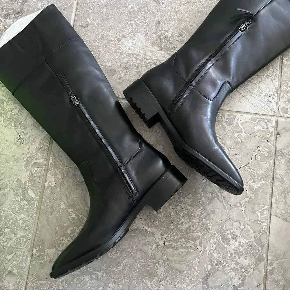 Sam Edelman Drina Leather Riding Knee-High Boots, Black, New, Size 11M